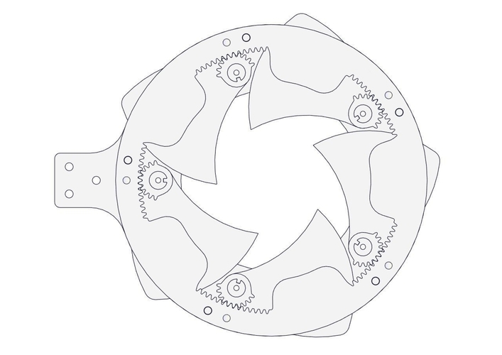 Rotating iris mechanism-5 blades-gear-circle 3D Print 387974