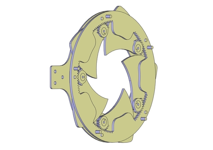 Rotating iris mechanism-5 blades-gear-circle 3D Print 387975
