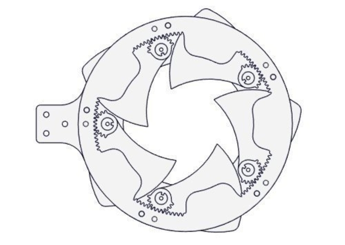 Rotating iris mechanism-5 blades-gear-circle 3D Print 387977