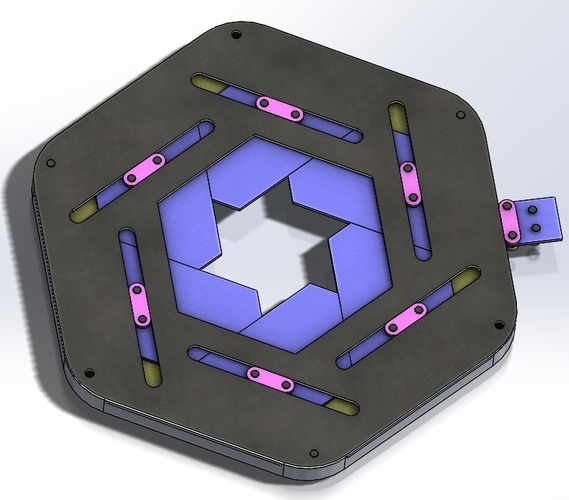 Sliding iris mechanism-hexagon with center hole 3D Print 387979