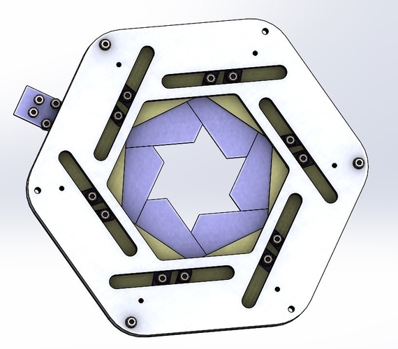 Sliding iris mechanism-hexagon with center hole 3D Print 387980