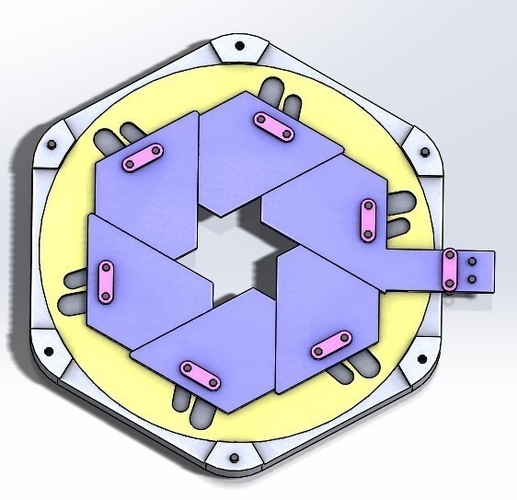 Sliding iris mechanism-hexagon with center hole 3D Print 387983