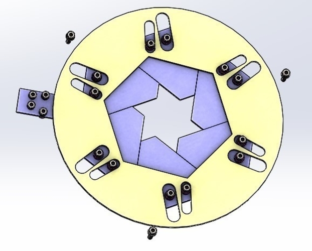 Sliding iris mechanism-hexagon with center hole 3D Print 387984