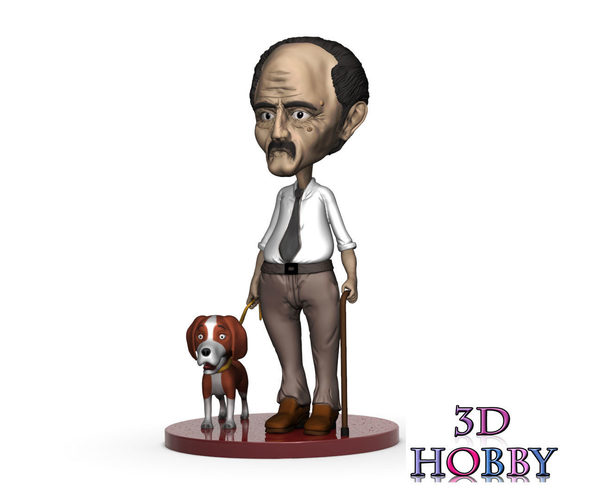 character elderly human figure with umarell dog  3D Print 388280