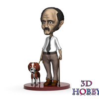 Small character elderly human figure with umarell dog  3D Printing 388280