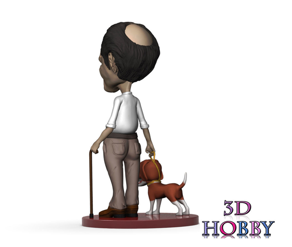 character elderly human figure with umarell dog  3D Print 388281