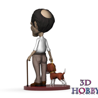 character elderly human figure with umarell dog  - Thumbnail 2