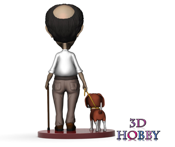 character elderly human figure with umarell dog  3D Print 388282