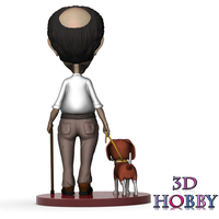 character elderly human figure with umarell dog  - Thumbnail 3