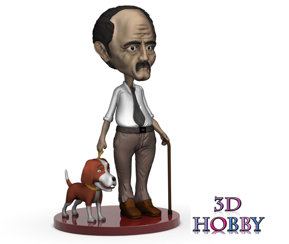 character elderly human figure with umarell dog  3D Print 388283
