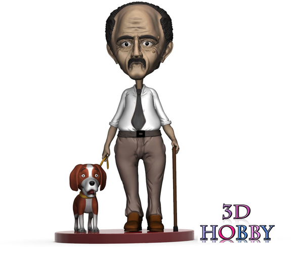 character elderly human figure with umarell dog  3D Print 388285