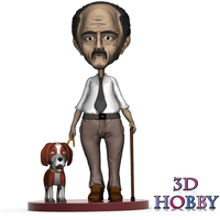 character elderly human figure with umarell dog  - Thumbnail 6