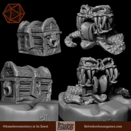 Dungeon Chest Mimic 28mm Support Free 3D Print 388594
