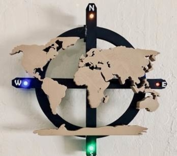 3D Printed World Map Wall Art