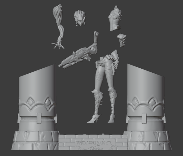 Overwatch - WidowMaker Noire Outfit statue diorama 3D Print 390819