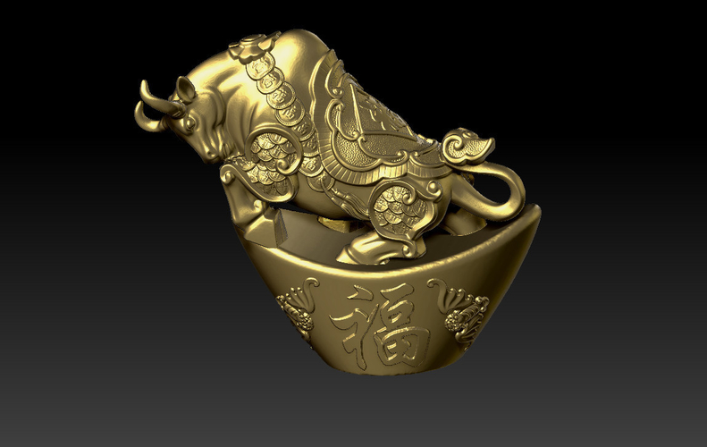 LUCKY OX NEW YEAR - - GOLD INGOT DECORATION 1