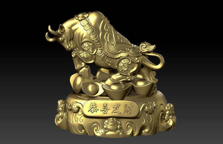 LUCKY OX NEW YEAR - CONGRATULATIONS FORTUNE DECORATION 1 3D Print 391118