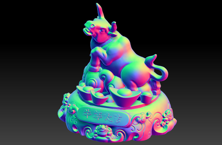 LUCKY OX NEW YEAR - CONGRATULATIONS FORTUNE DECORATION 6 3D Print 391121