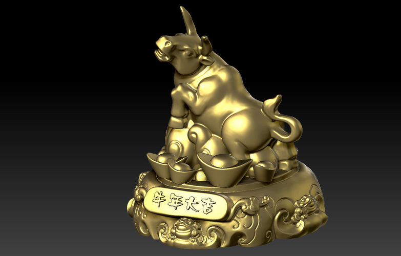 LUCKY OX NEW YEAR - CONGRATULATIONS FORTUNE DECORATION 6 3D Print 391124