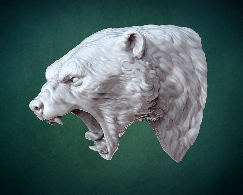 Bust of Polar bear 3D print model