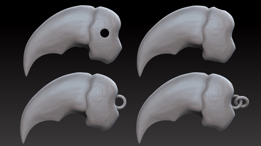 Polar bear claw pendant (4 variations) 3D Print 393487