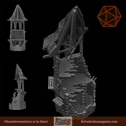 The Ruined Tower 28mm Support Free 3D Print 393839
