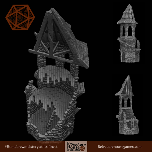 The Ruined Tower 28mm Support Free 3D Print 393840