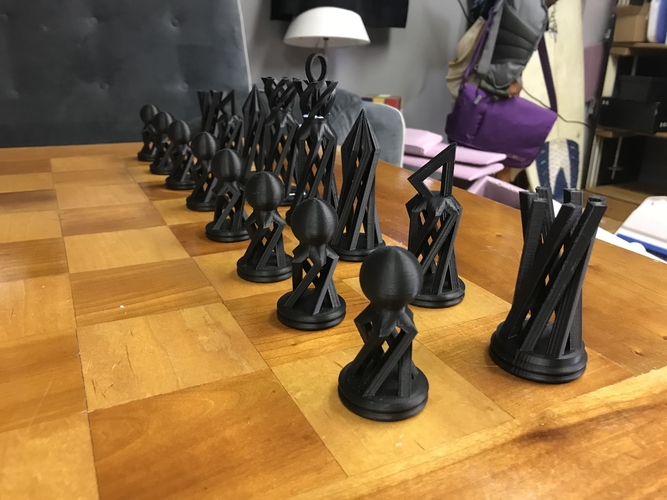 Geometric Chess Set 3D Print 394043