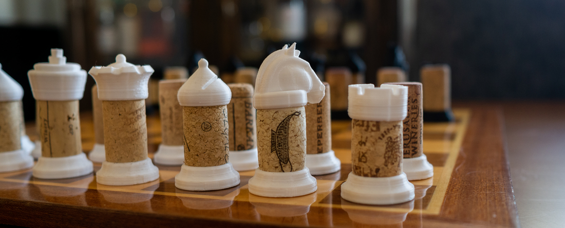 Wine Cork Chess Set 3D Print 394243
