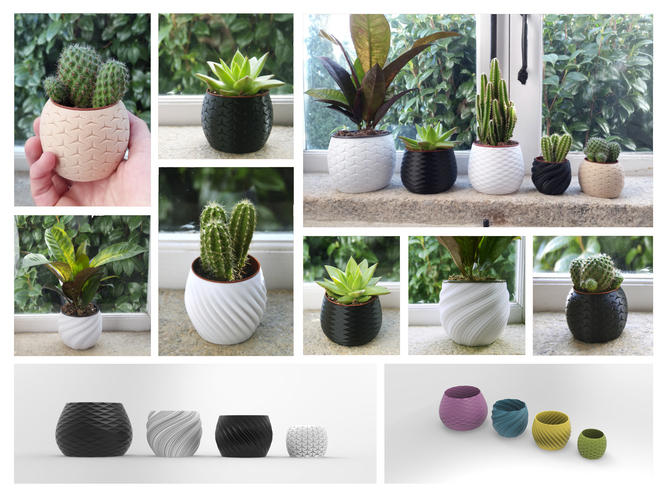 16 PLANTER POT SET - 4 DESIGNS IN 4 SIZES 3D Print 395057