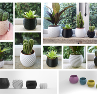 Small 16 PLANTER POT SET - 4 DESIGNS IN 4 SIZES 3D Printing 395057