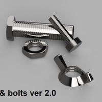 Small Fusion 360 parametric nuts and bolts 3D Printing 395313