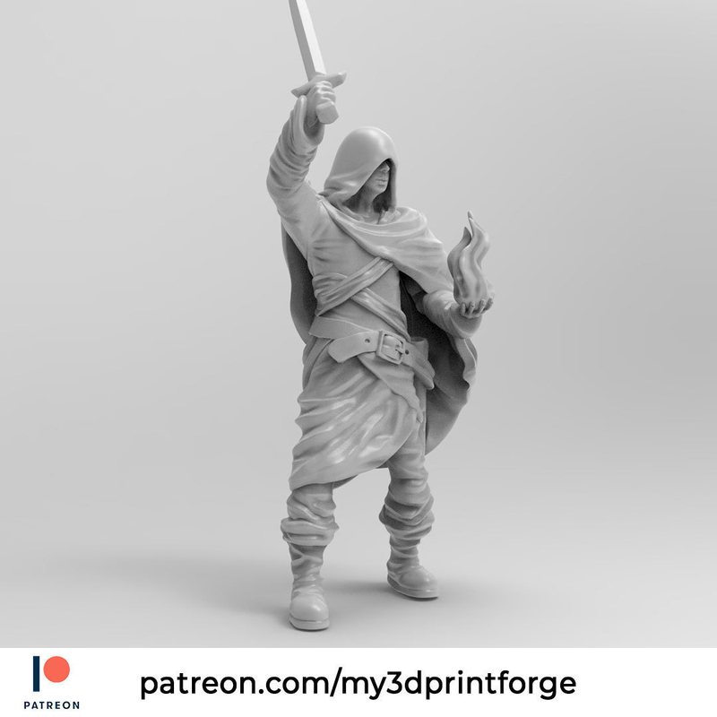 Unknown Hero Sword-Fire 32mm Pre-supported