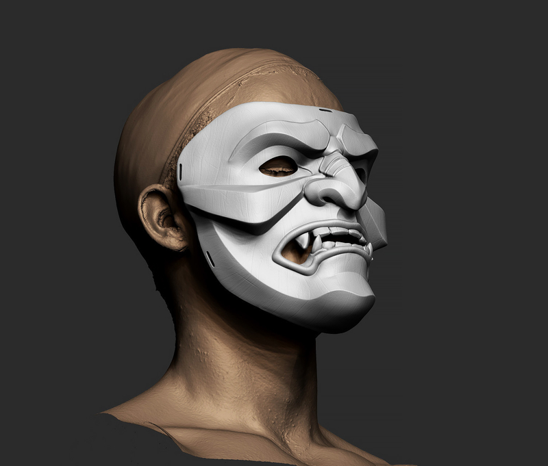Kabuto Japanese Hannya Mask Oni Mask Samurai Mask 3D print model