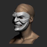 Kabuto Japanese Hannya Mask Oni Mask Samurai Mask 3D print model - Thumbnail 2