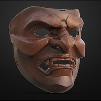 Kabuto Japanese Hannya Mask Oni Mask Samurai Mask 3D print model - Thumbnail 10