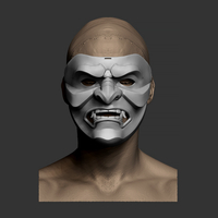 Kabuto Japanese Hannya Mask Oni Mask Samurai Mask 3D print model - Thumbnail 13