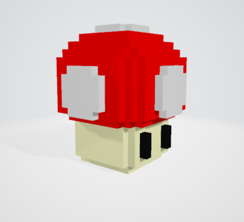 Mario Mushroom Pixel Art 3D