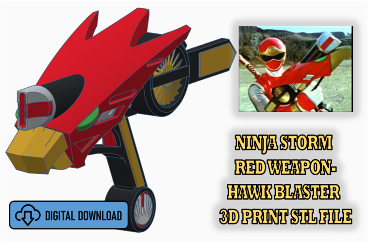 Ninja Storm Wind Weapon- Hawk Blaster 3D Print STL File
