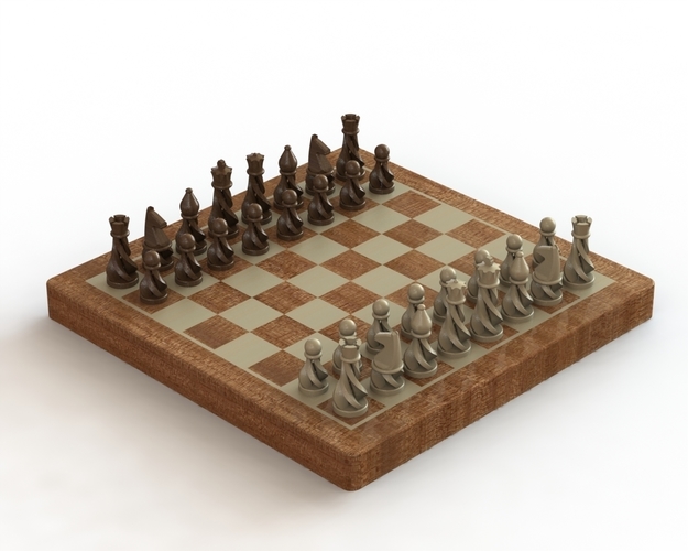 Chess Set (Spiral Theme) 3D Print 398410