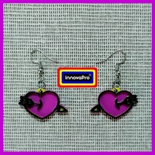 Crossed Heart Earrings 3D Print 400499