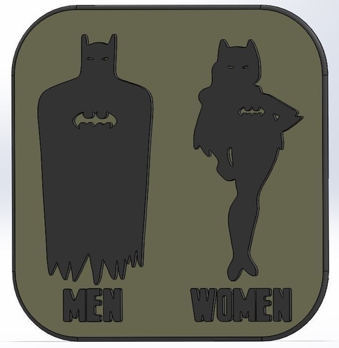 Bat & Batwoman WC Sticker 3D Print 401029