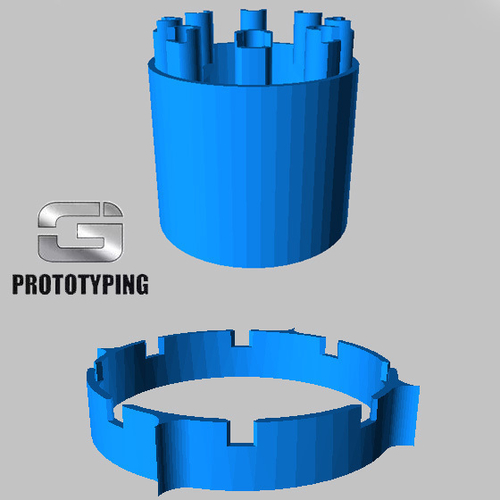 SMALL BUCKET WITH 8-LEAF IRIS LID 3D Print 401345