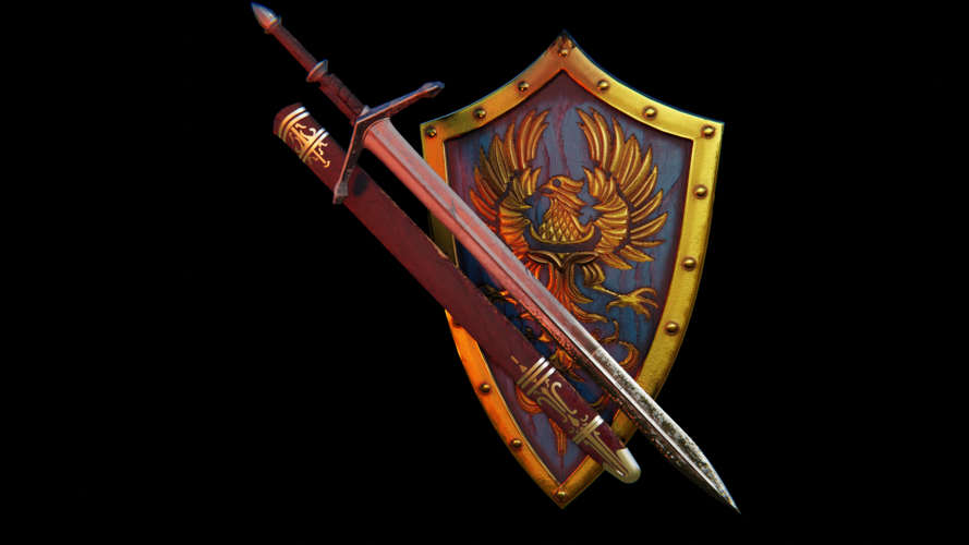 Faraam Knight Shield and Sword from Dark Souls 3D print model
