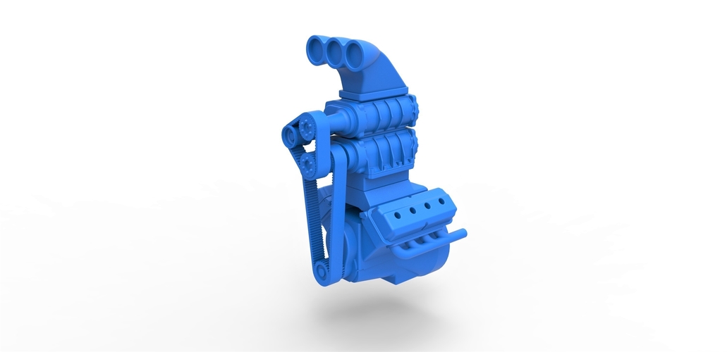 Diecast V8 engine double supercharger 1:25 3D Print 402913