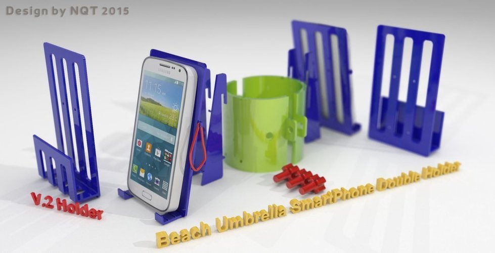 Beach Umbrella Double Holder for Smartphones 3D Print 40368