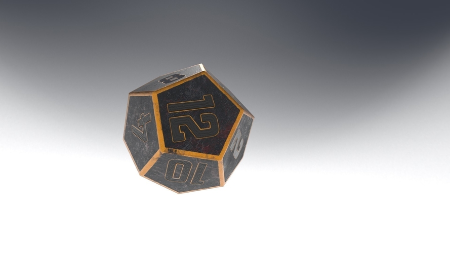 Dice d12 game ready PBR Low-poly 3D Print 404306