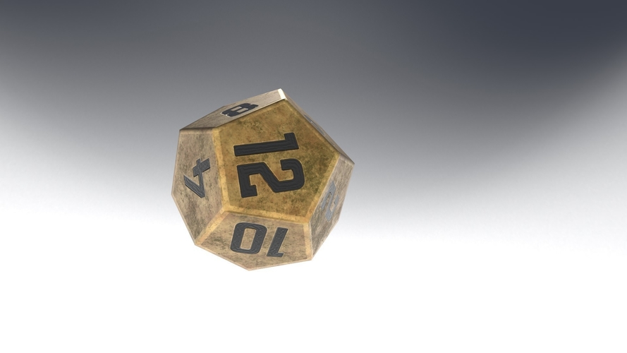 Dice d12 game ready PBR Low-poly 3D Print 404307