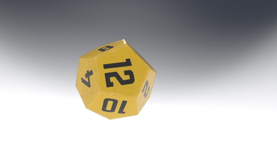 Dice d12 game ready PBR Low-poly 3D Print 404313