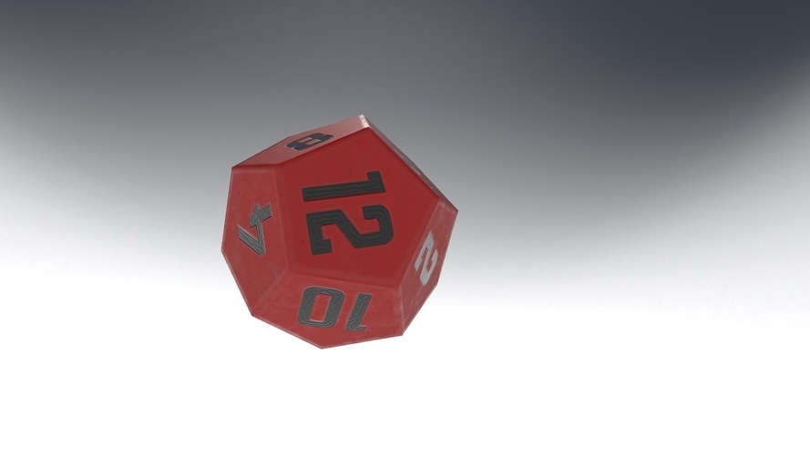 Dice d12 game ready PBR Low-poly 3D Print 404314